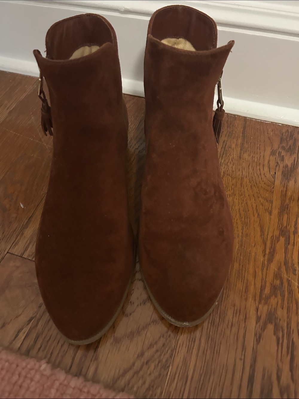 Jack Rogers Chestnut Brown Suede Ankle Booties with Side Tassel